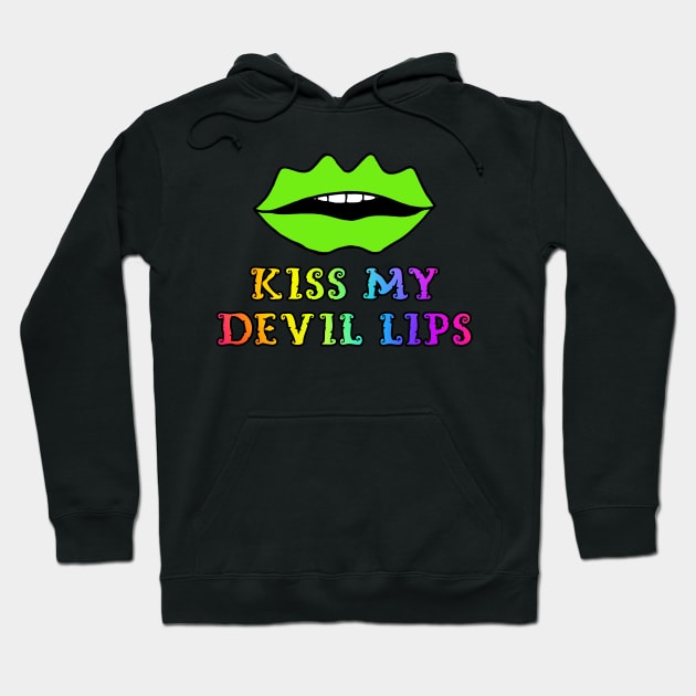 Green Devil Lips Hoodie by coloringiship